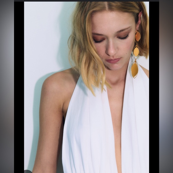 ZARA TRIPLE DIAMOND SHAPE EARRINGS - Picture 4 of 6